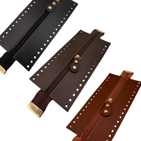 Fole Superior Reto em Couro para Bolsa de Crochê 19cm x 9,5cm Und